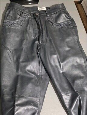 Bagatelle Women's Lined Leather Jean Pants, Sz 8 Studded Bling Leather 31 Length